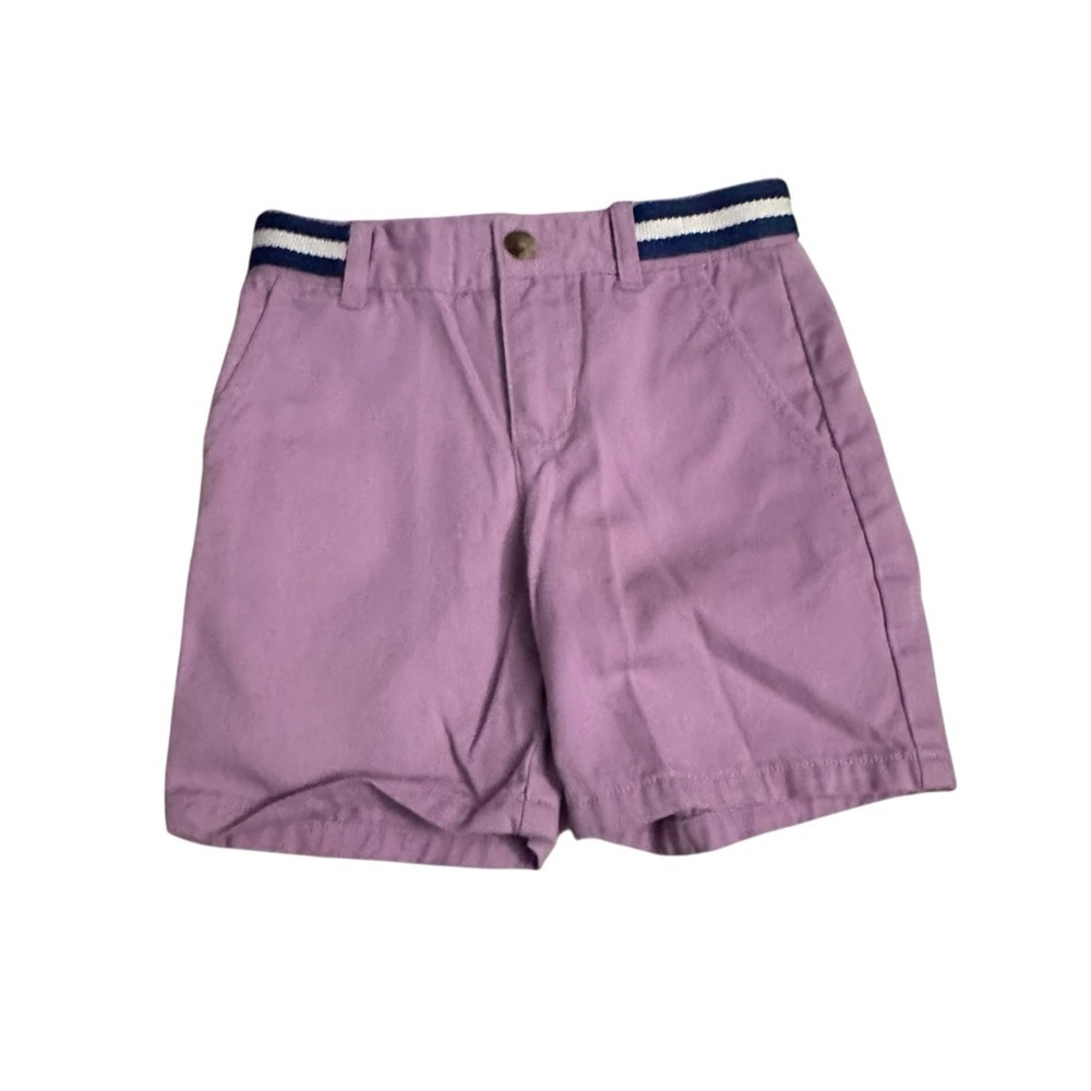 Janie and Jack Lilac Shorts with Navy-Striped Waistband
